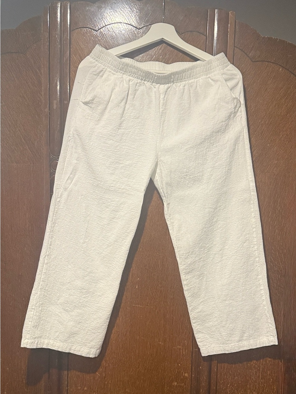 Kids White Elastic Waist Casual Pants